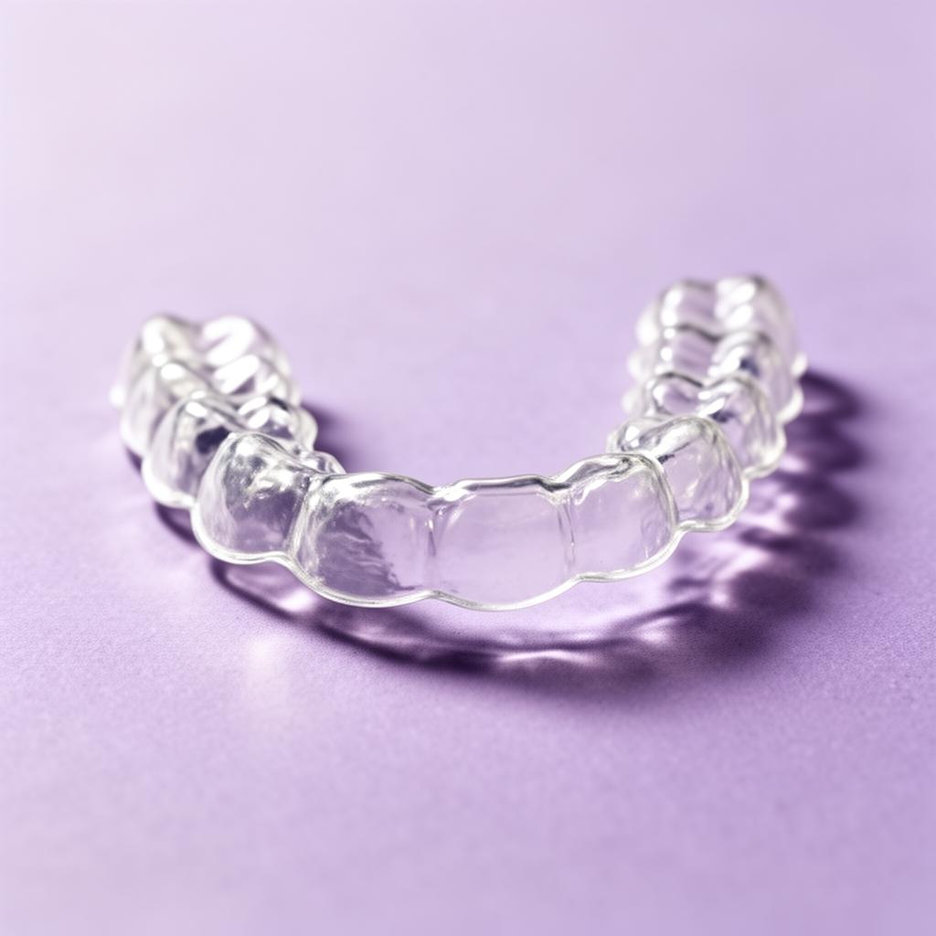 Close-up of a clear Invisalign aligner