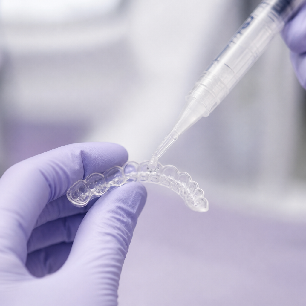 Custom whitening tray and professional gel for teeth whitening at Cadbury Dental, Birmingham